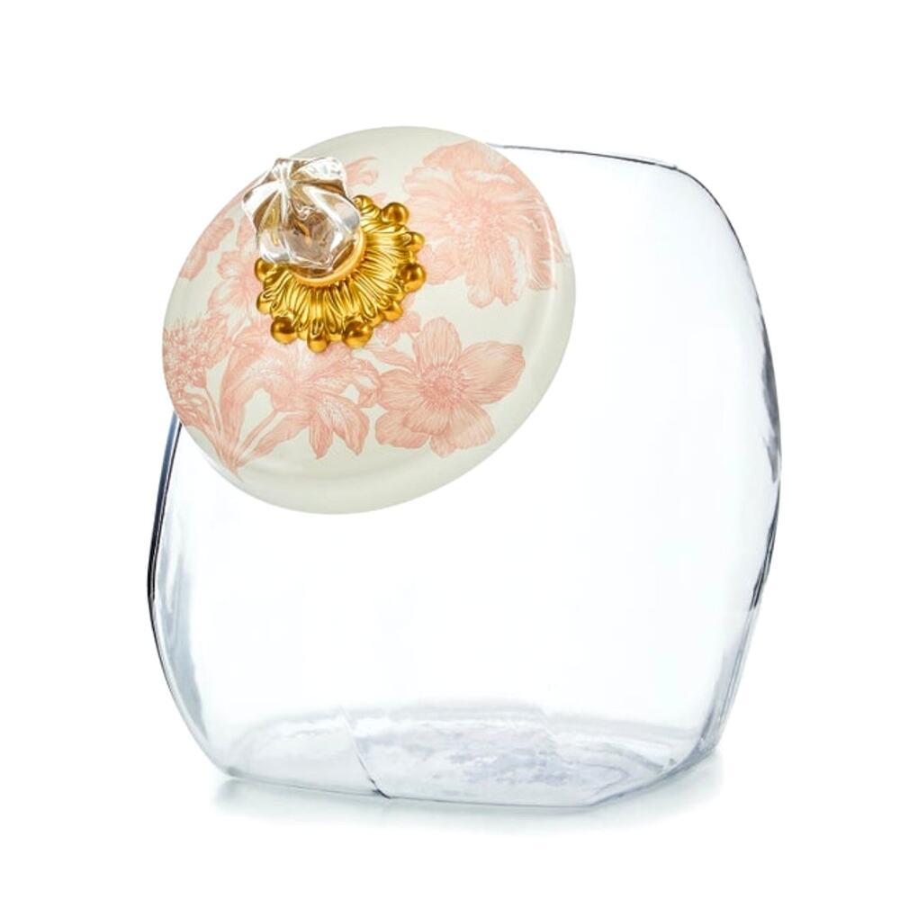 NEW MacKenzie-Childs Cookie Jar with Rosy English Garden Lid In Original Box